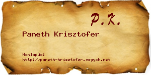 Paneth Krisztofer névjegykártya